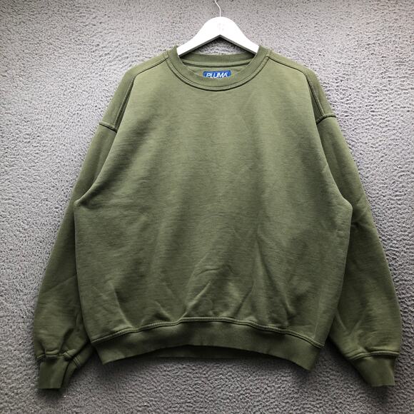 Vintage Russell Athletic Pluma Blank Olive Green Sweatshirt Mens XL - Picture 1 of 9